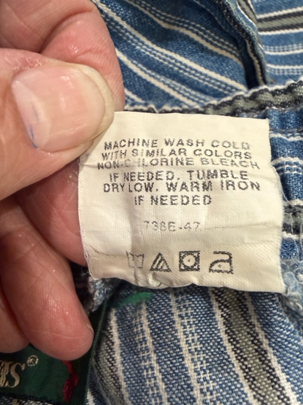 Vintage Orvis 100% Cotton denim stripped elastic waist drawstring pants size 14 - Picture 8 of 8